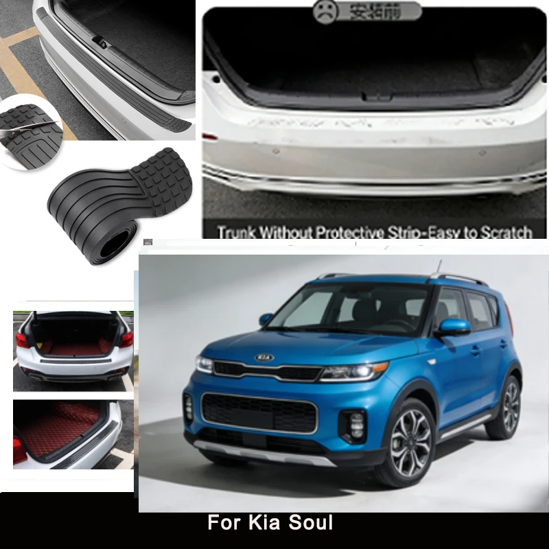 

For Kia Soul Rear Trunk Guard Plate Sticker Car Rear Bumper Trim Anti-Kicked Scratch Protector Sticker Strip