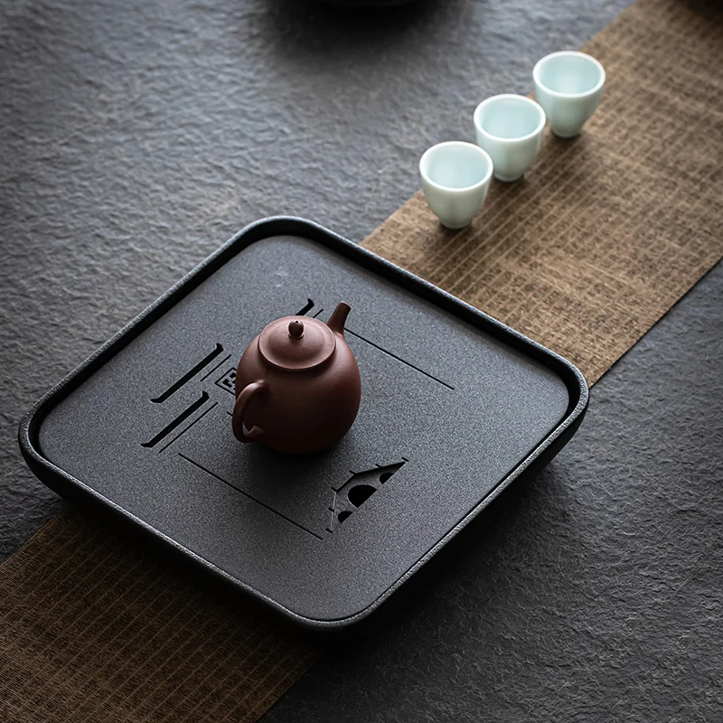 

Black pottery dry bubble plate Wujin stone tea table ceramics household natural simplicity small water storage