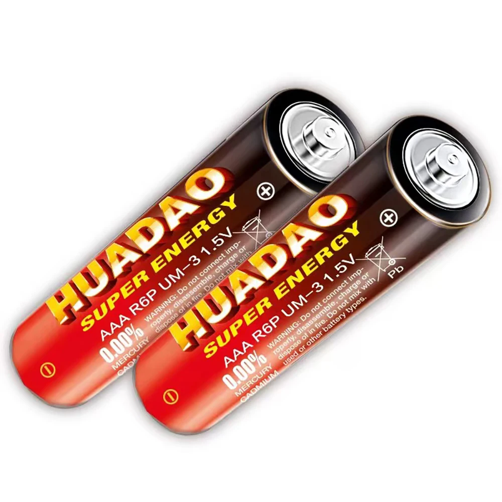 Huadao-batería seca alcalina desechable, 1,5 V, AA, AAA, para luz Led, juguete, Mp3, cámara Flash, maquinilla de afeitar, reproductor de CD, teclado