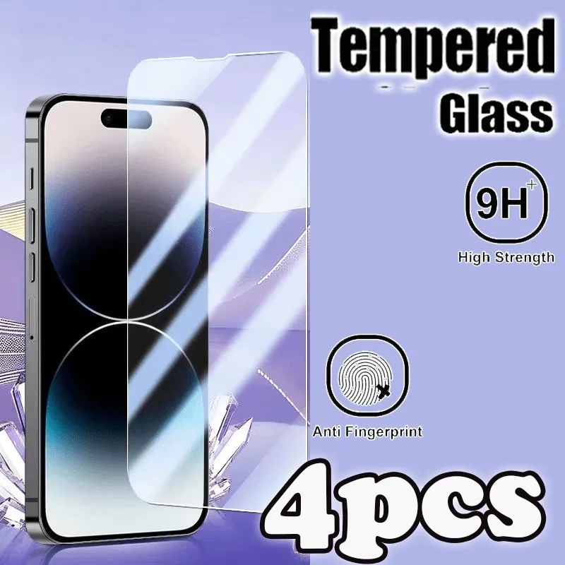 4Packs Tempered Glass Privacy Screen Protector for iPhone 16 Pro Max 15 14 13 12 11 XR XS Bubble Free 9H HD Clear Easy Install