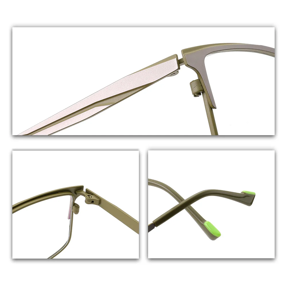 Ajuste ancho de lujo ejecutivo de precisión de corte de diamante con marco de acero de doble tono cuadrado de gran tamaño