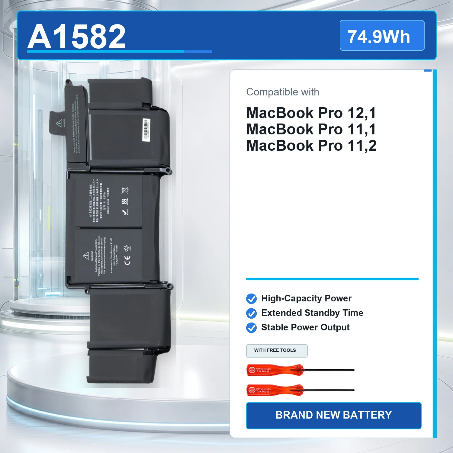 A1582 74.9Wh 11.42V Laptop Battery For Apple MacBook Pro 13 Retina A1502 2013 2014 2015 Year A1493