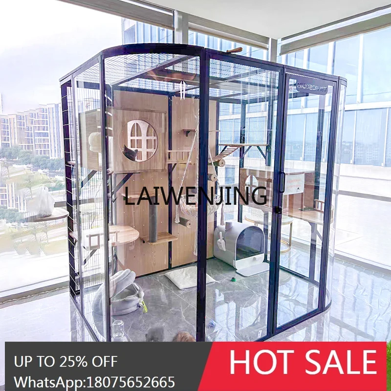 HLZ panoramic glass cat villa large space can be placed fully automatic  litter box cage cat house