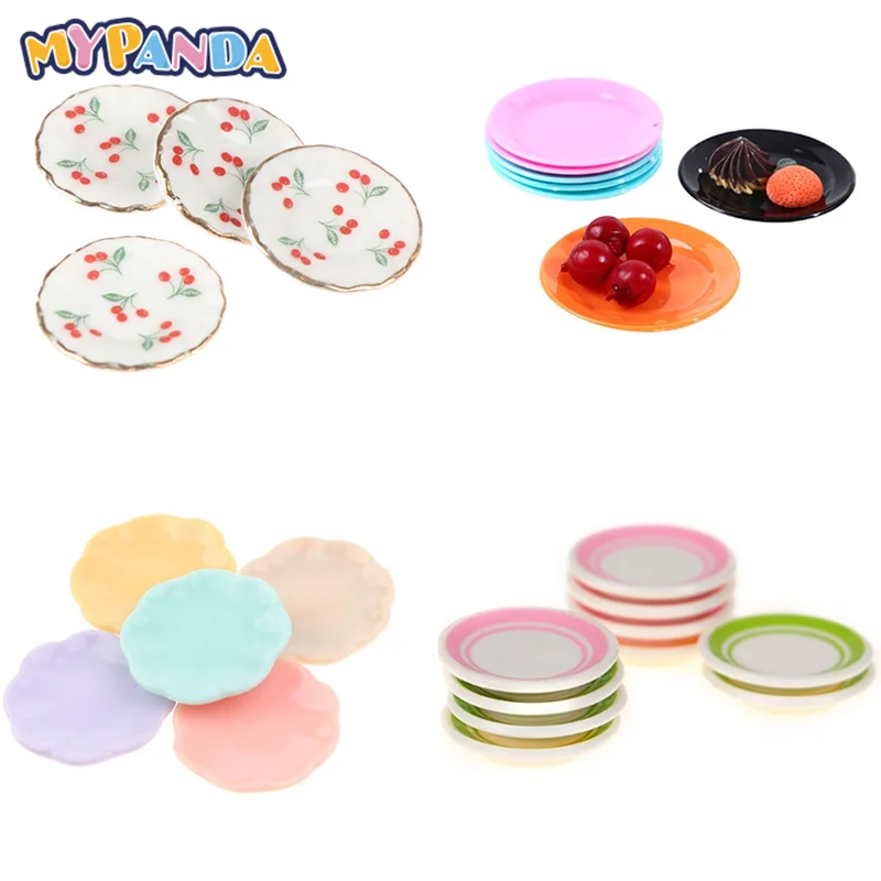 

5pcs 1:12 Dishes Plate Tableware Dolls House Furniture Miniatures Kitchen Toy Best Gifts For Dollhouse Accessories