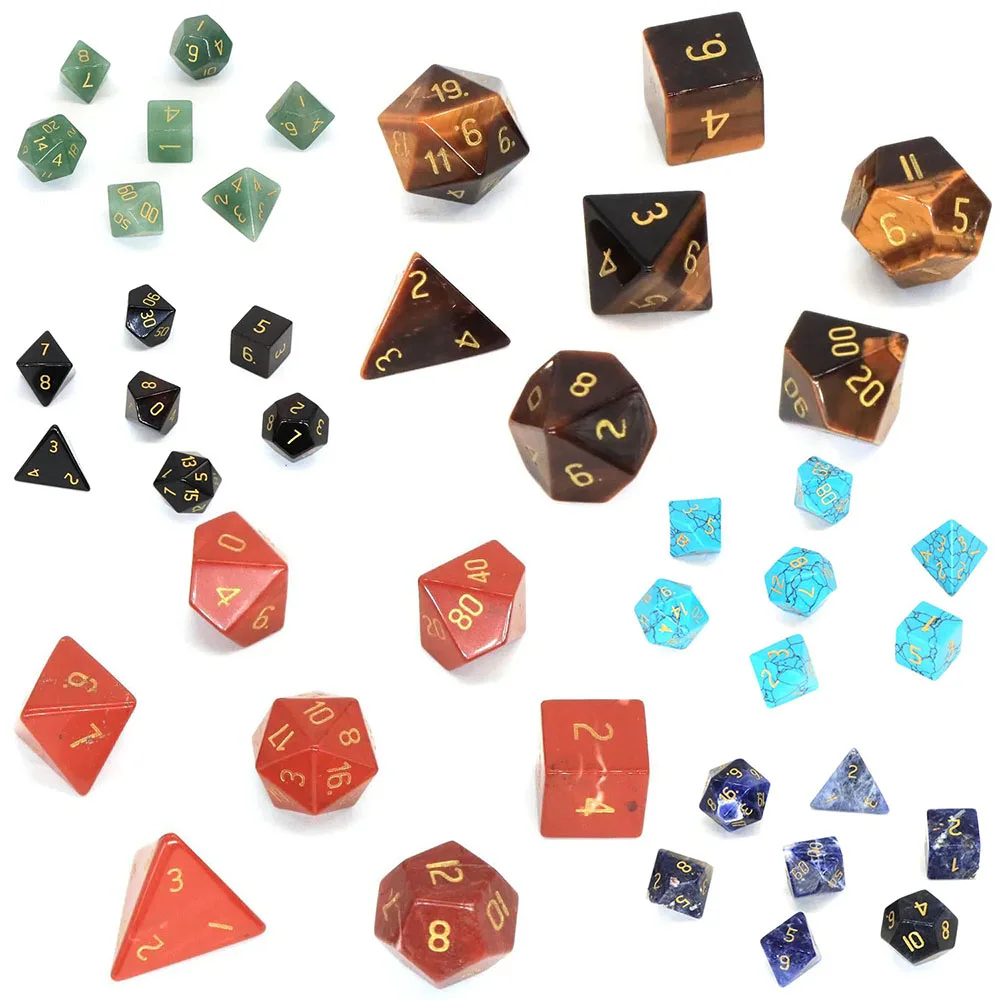 

7Pcs/Set Polyhedral RPG DND Dice Role Playing D6 D20 Board Table Games Math Natural Stone Crystal Entertainment Accessories Gift