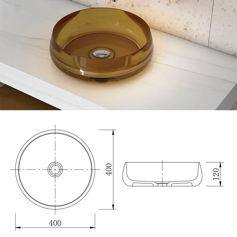 Customized Multi-color Crystal Countertop Basin Creative Transparent Resin Countertop Basin Washbasin Color Washbasin Washbasin