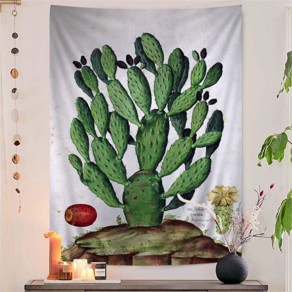 Cactus Plant Anime Tapestry Hippie Flower Wall Carpets Dorm Decor Wall Hanging Home Decor