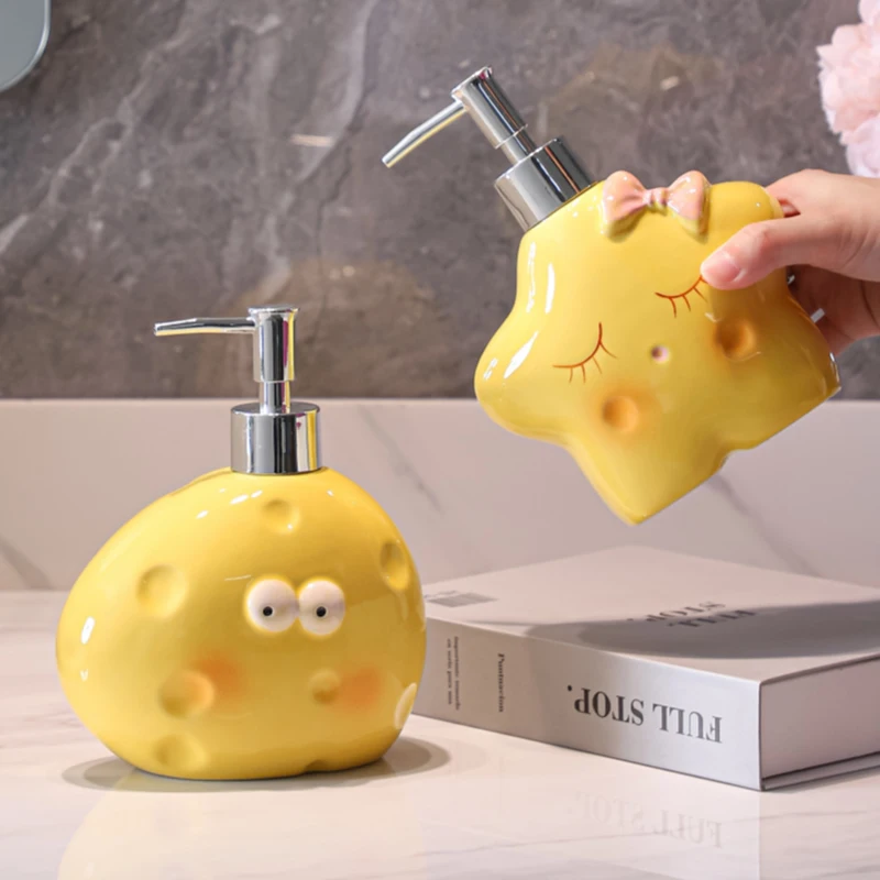 

Керамический гель для душа, шампунь, лосьон, бутылка, дезинфицирующее средство для рук, пресс-дозатор, бутылка, милые желтые бутылки для мыла для ванной комнаты