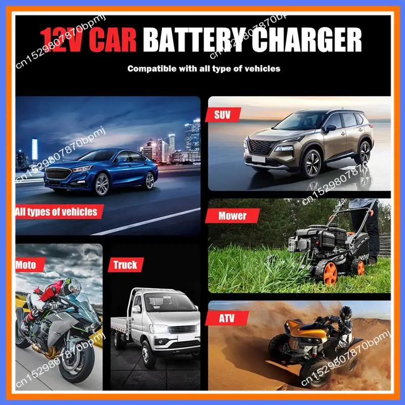 BAAE 12V 8A Smart Auto Pulse Repair Charger For AGM Gel Car Motorcycle Truck Lead Acid Battery Charger Digital LCD Display