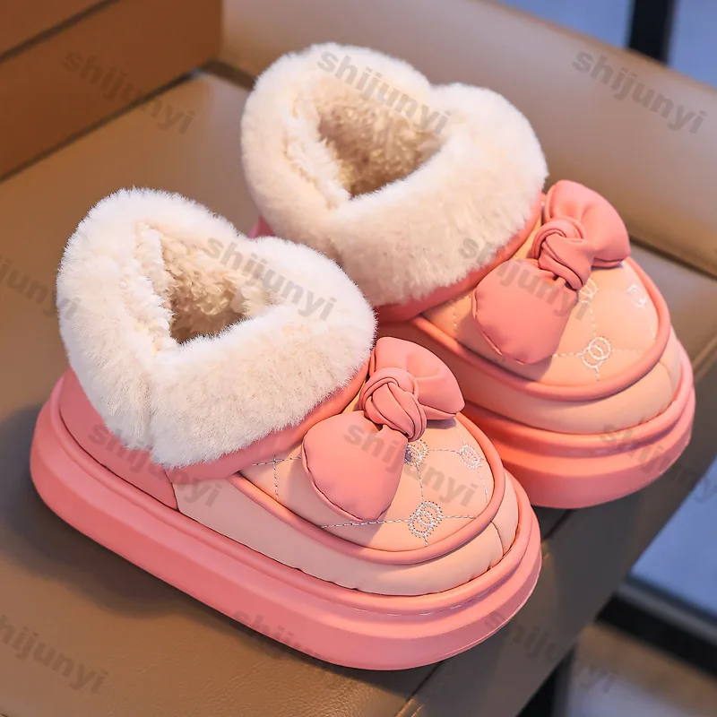 Children\'s Shoes Girls Warm Plush Snow Boots 2024 Autumn Winter Indoor Anti Slip Platform Comfort Cute Cartoon Baby Cotton Boots