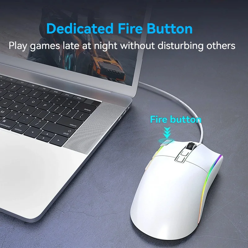 Wired Mouse E-sports Macro Definition RGB Light Dedicated Fire Button Game Office Mouse 6-speed DPI