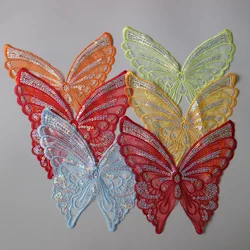 Fashion 12color butterfly lace patches for clothing sew on sequin embroidery applique butterfly parche for clothes accessories