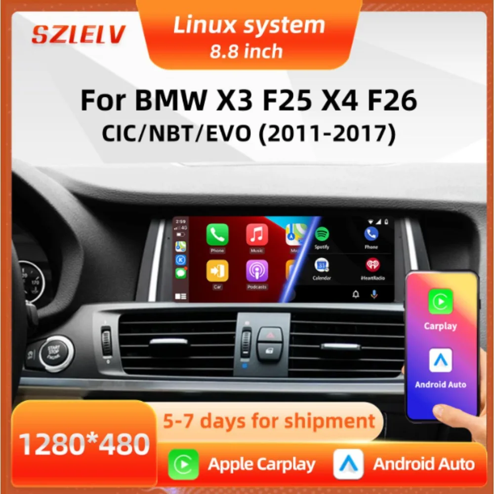 Pantalla central de 8.8 pulgadas para BMW X3 F25 con CarPlay, control central, pantalla grande, navegación para coche, cámara de marcha atrás, compatible con Pentium 4.