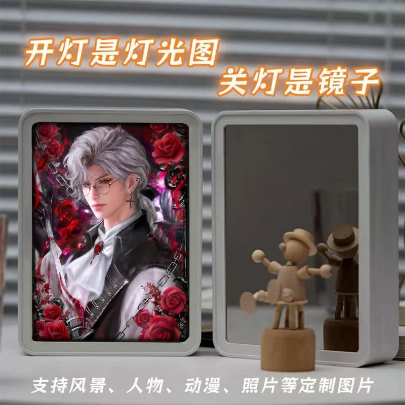 Love and Deepspace Merch Sylus Rafayel Zayne Xavier Figure Mirror Painting Night Light Gift Makeup Mirror Photo Frame Anime Game