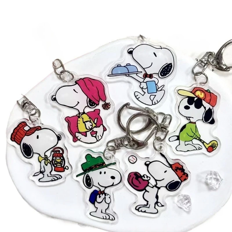 

Hot Snoopys Student Backpack Pendant Decorate Student Backpack Accessories Acrylic Funny Collect Model Keychain Birthday Gifts