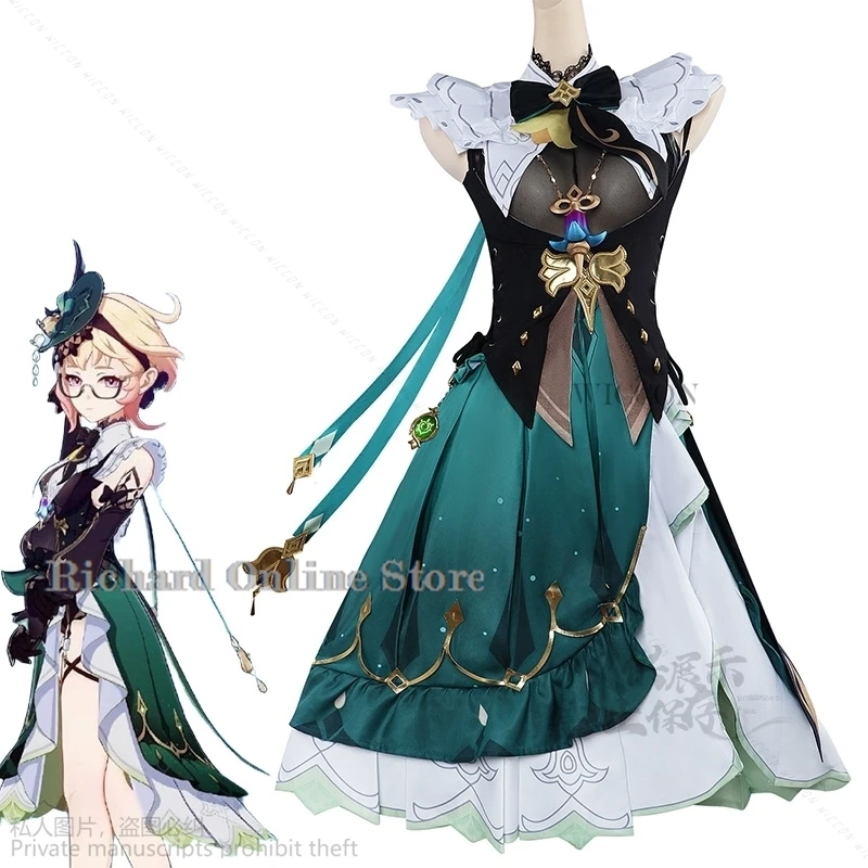 

2024 New Game Genshin Impact Emilie Cosplay Costume Lolita Anime Uniform Halloween Party Role Play Costume Full Set Dress Cos