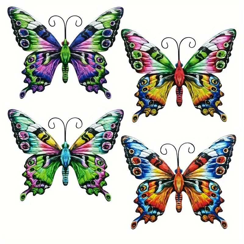 4pcs/1 Set Butterfly Metal Wall Decor, Sophisticated Realistic Insect Pattern Hanging Wall Art Sticker, Good Household Choice