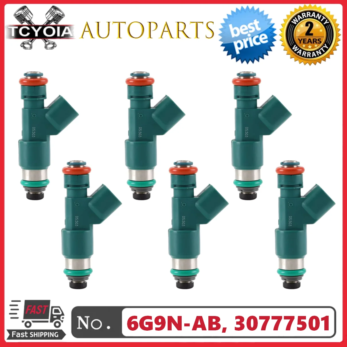 

6pcs/lot Fuel Injectors 6G9N-AB 30777501 For Volvo S80 V70 XC60 XC70 XC90 3.2L L6 2007-2015