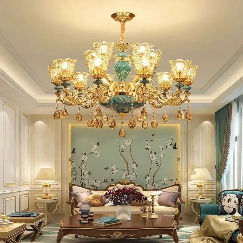 

European Style Living Room Chandelier Modern Simple Grand Home French Chandelier Bedroom Dining Room Crystal Ceramic Chandelier