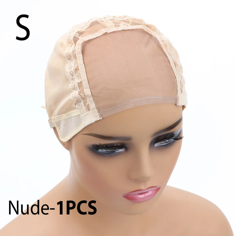 Lace-Front-Perückenkappe für die Herstellung von Perücken mit verstellbarem Riemen, leimlose Schweizer Spitzennetz-Webkappe zur Herstellung von Perücken mit Verschluss-Fronten