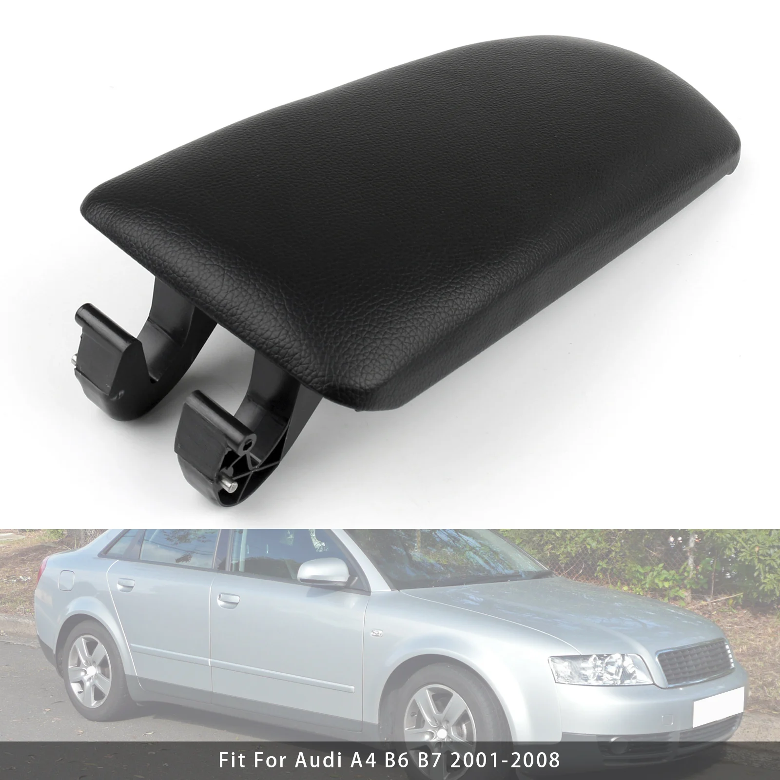 Image of Artudatech Mittelkonsolen-Deckel aus schwarzem Leder für Audi A4 B6 B7 2001 2002 2003 2004 2005 2006 2007 2008 8E0864245E