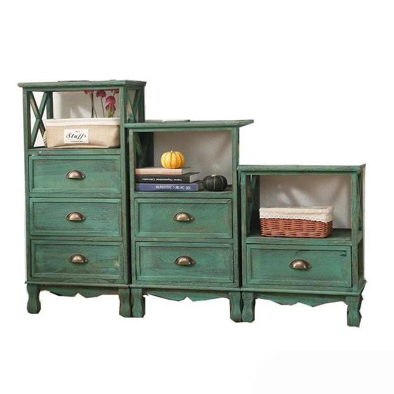 

American solid wood chest, retro bedside table, drawer type storage, locker, living room side cabinet, flower rack, small cabine