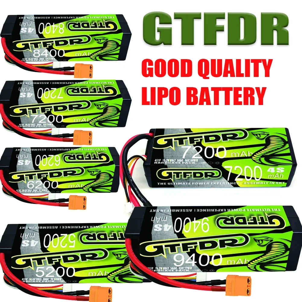 

GTFDR 4S 3S HV 11.1V 14.8V 15.2V LIPO BATTERY 5200MAH 6200MAH 7200MAH 8400MAH 9400MAH 100C 140C for RC Car 1/10 1/8 Buggy truggy