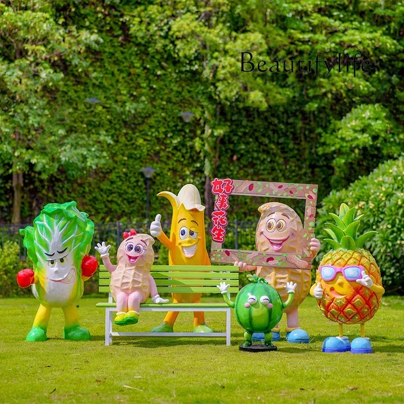

Outdoor sculpture Fruit and vegetable Cabbage Garden landscape Farm clock in photo decoration Model ornament