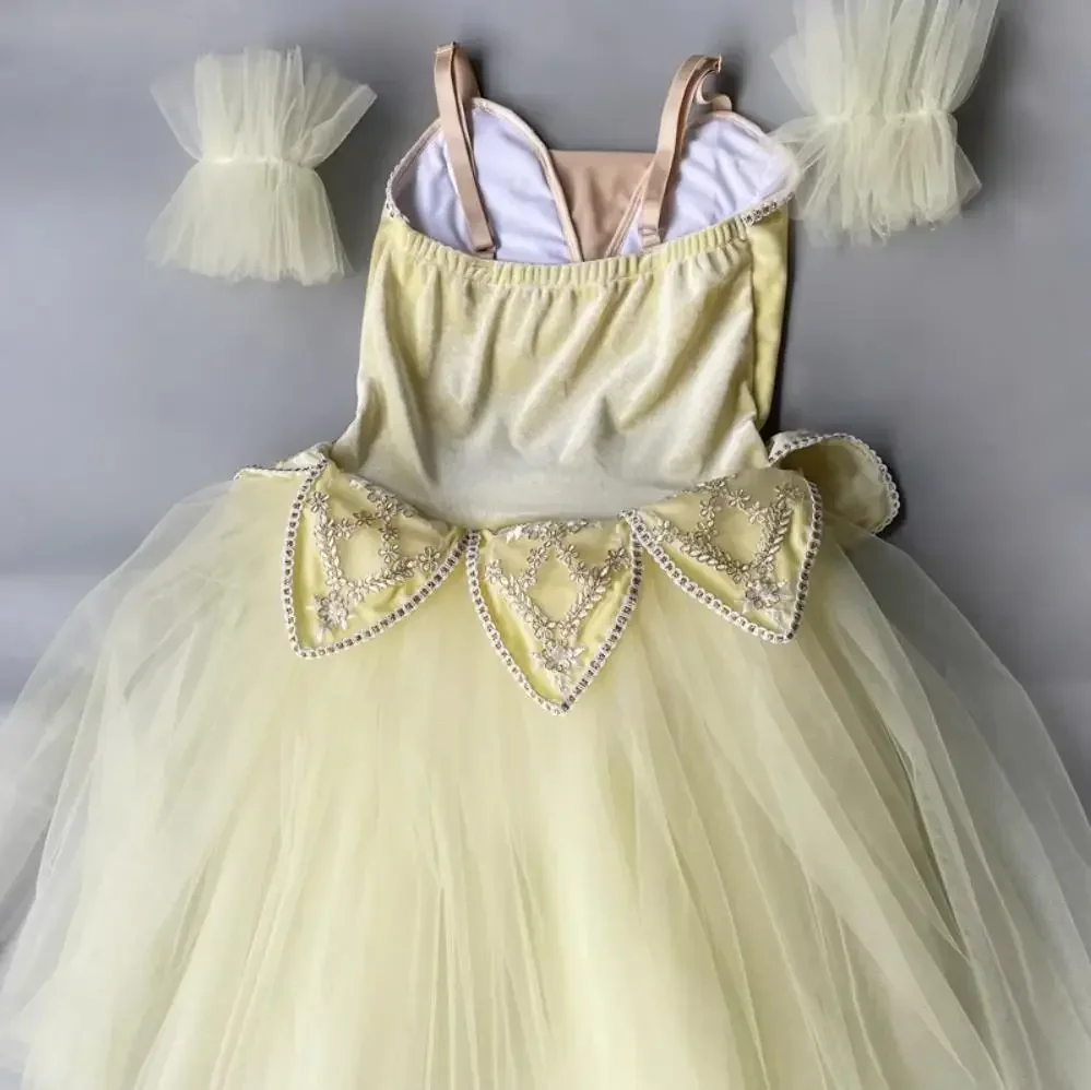 Children Romantic Tutu Ballet Dress Girls Swan Dance Performance Costumes Child Long Velet Tulle Dress Skate Ballerina Dress