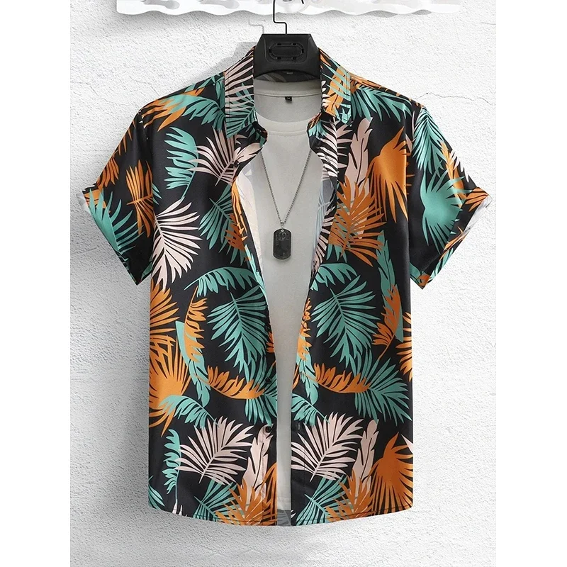 Tropical plant patterns 3D Printed Men's Hawaiian shirt Short Sleeve Beach Shirt Comfortable Men Clothing Lightweight shirt