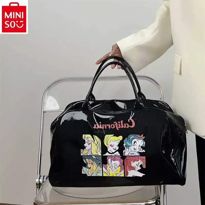 MINISO-Sac à Bagages Imprimé Princesse de Dessin Animé Disney pour Femme, Rétro, Haute Qualité, Grande Capacité, Rangement de Fitness, Sac de Voyage