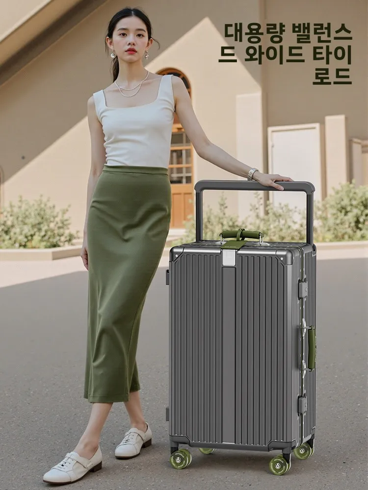 

2025 New Large Capaci Travel Suitcase Aluminum Frame Wide Pull Rod 20 Inch Boarding Box Password Box 28 Inch Lage Bag