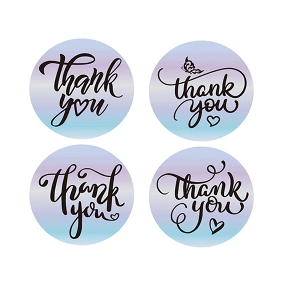 100-500pcs Rainbow Laser Thank You Stickers 1inch Small Business Stickers Adhesive Labels For Boutiques Wrapping Supplies