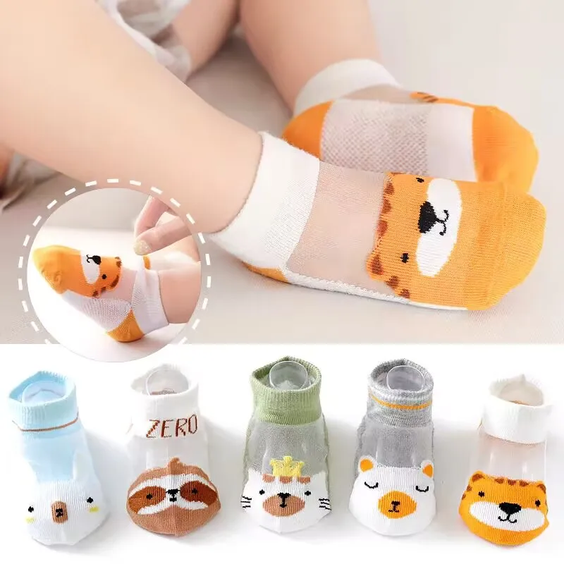 

5 Pairs/Lot 0-5Yrs Baby Socks Summer Mesh Cotton Cartoon Animal Kids Socks Girls Cute Newborn Boy Toddler Socks Baby Accessories