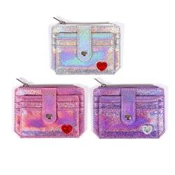 Glitter Transparent Purse Fashion ID Card Holder Wallets Photo Folder Fashion Mini Laser Purse Women Clutch Wallet Slim