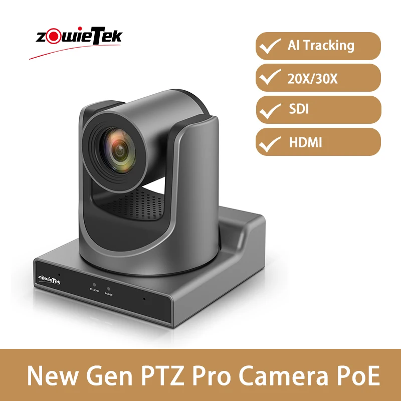 Zowietek New Gen PTZ Pro Camera PoE | AI Tracking | 20X/30X Optical Zoom |SDI and HDMI Outputs