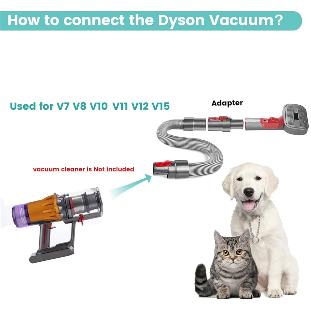 HOT สัตว์เลี้ยงสุนัขกรูมมิ่งชุดสําหรับเครื่องดูดฝุ่น Dyson V7 V8 V10 V11 V12 V15, dog Grooming แปรงสิ่งที่แนบมา, Dog Hair Groomer เครื่องมือ