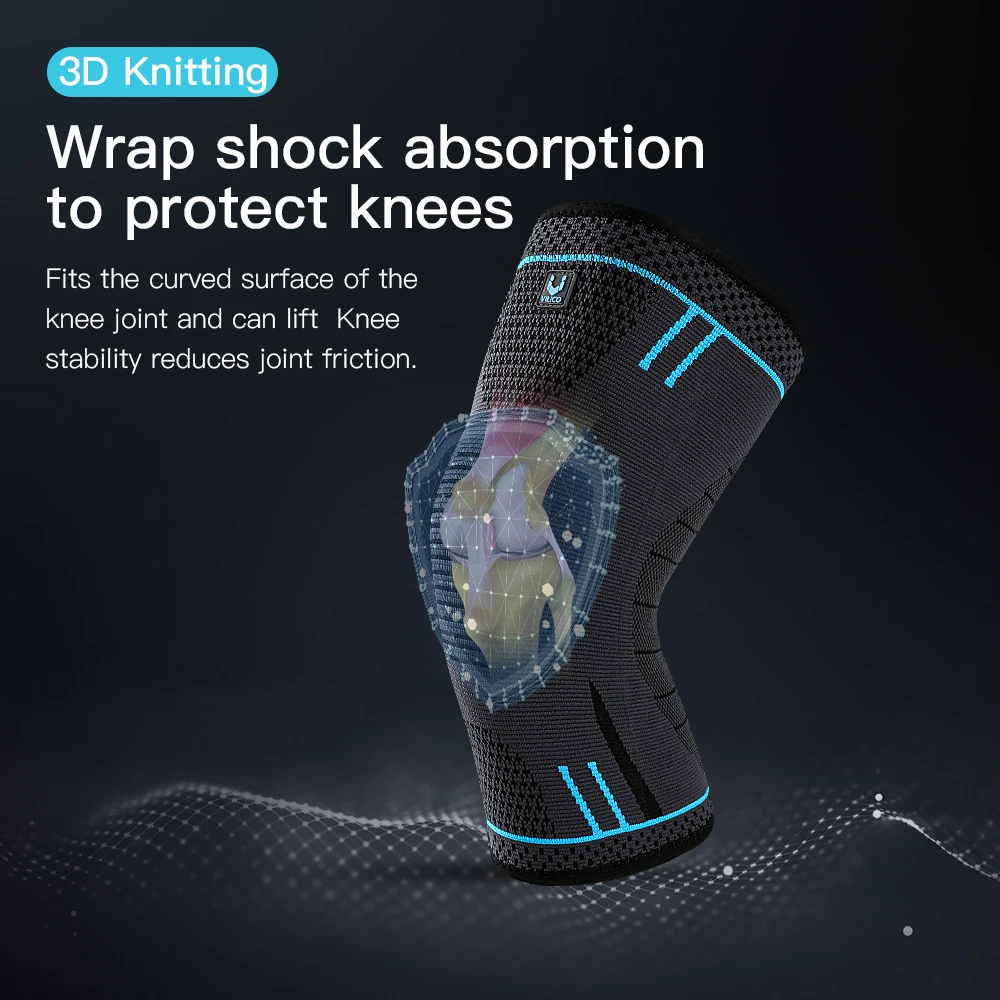 1 Pcs Compression Knee Support Sleeve Elastic Breathable Knee Pads Brace Springs Gym Sports Protector Basketball Volleyball Run 4