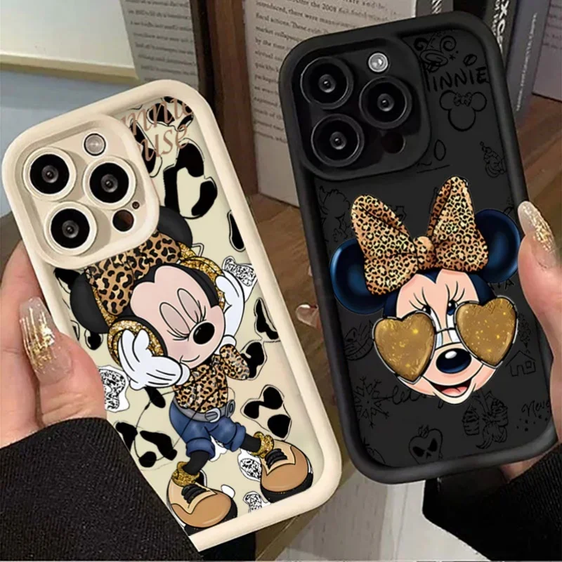 Funda con estampado de leopardo de Mickey Mouse para Samsung Galaxy S25 S24 S23 S22 Plus Ultra FE A55 A56 A54 A35 A36 A07 A17 A16 A15 A14
