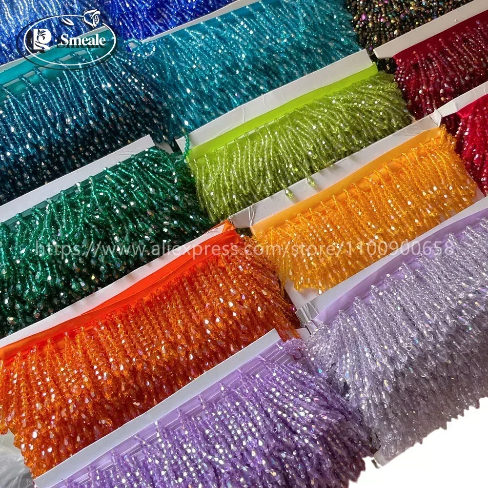 37 Color Tassels Beaded Lace Trim  Garment Dress Tassel Lace Decoration Shoes Ornaments White Black Hanging Bead Curtain RS2229