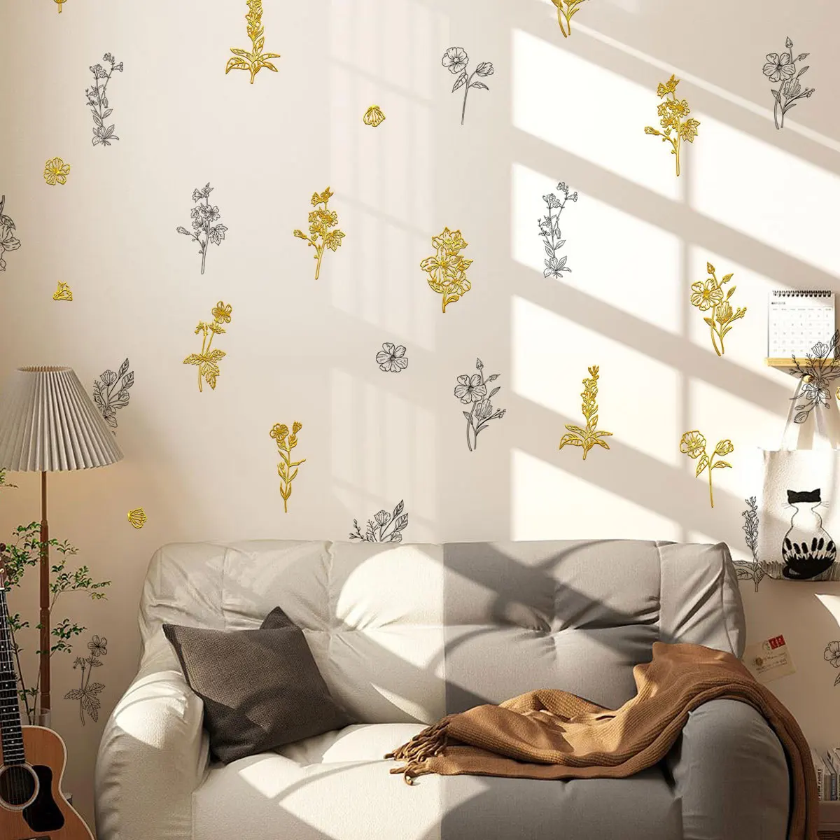 

TJ18008 new DIY flower bronzing wall sticker living room bedroom children's room home decoration wall sticker removable