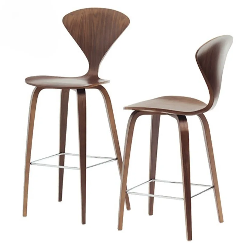 

Wooden High Kitchen Stools Backrest Simple Design Modern Bar Chair Stable and Safe Bar Stool Luxury Restaurant Furniture