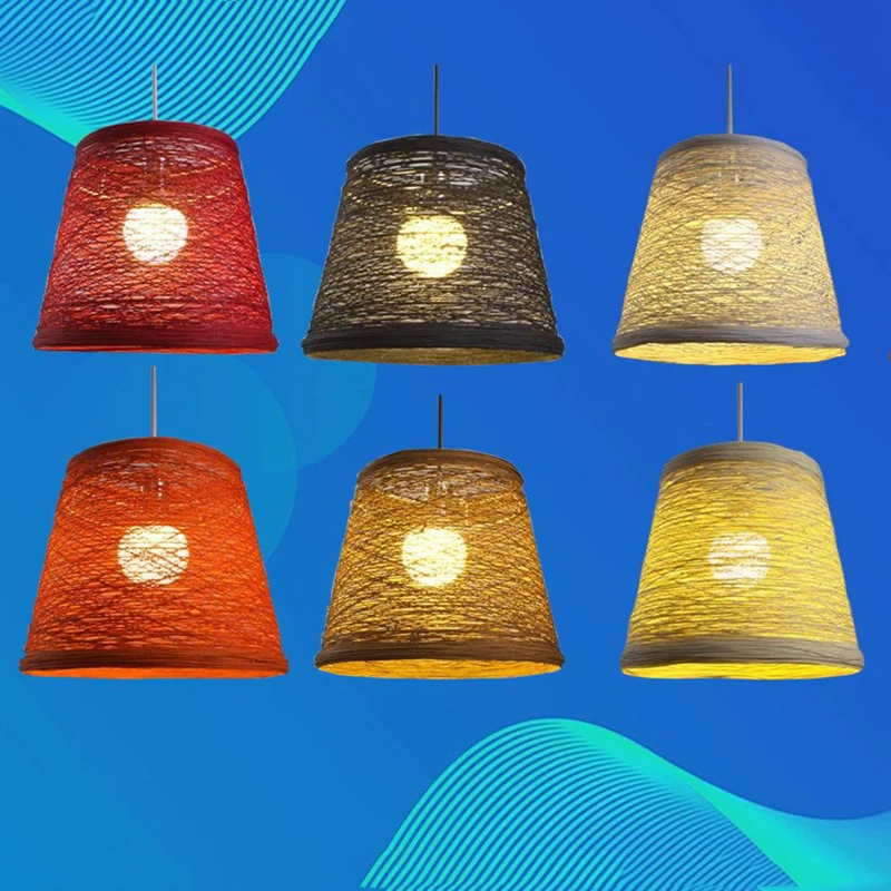 

French Rattan Weaving Restaurant Chandelier Creative Personality Art Bedroom Bar Restaurant Table Lighting