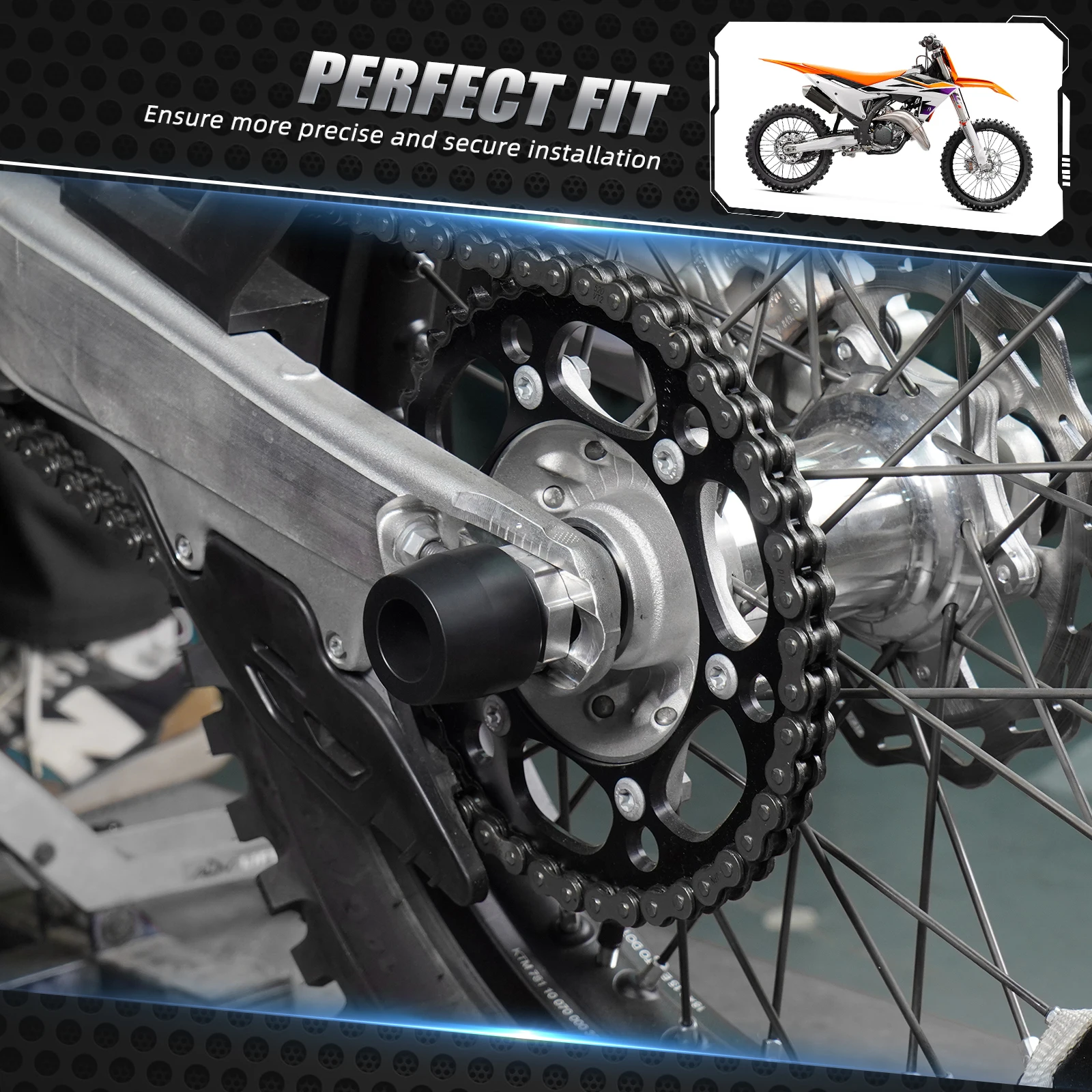 NICECNC para KTM EXC 300 2024 Protector contra choques de horquilla de rueda deslizante de eje trasero para KTM EXC-F 350 SXF 450 Husqvarna TE 300 GasGas EC300