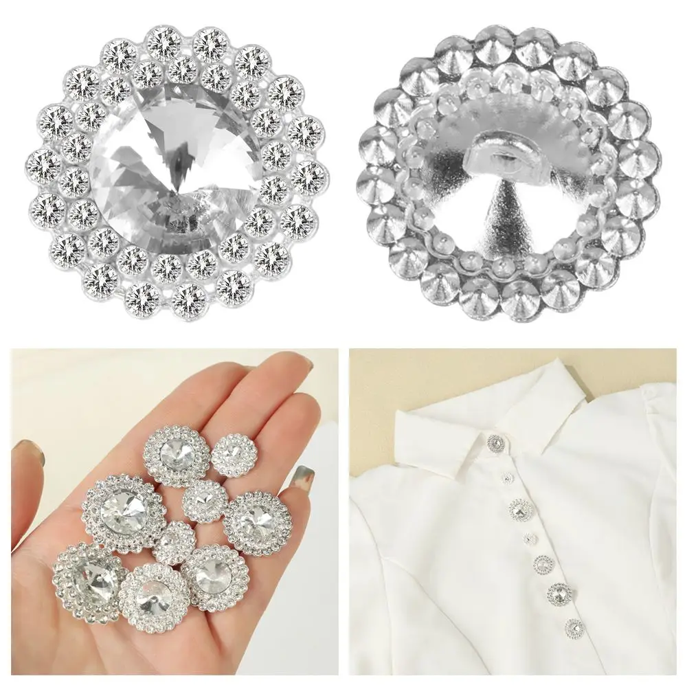 10Pcs/Set Clothing Accessories DIY Sewing Button Shirt Buttons Scrapbook Accessories Metal Rhinestone Buttons Craft Decoration