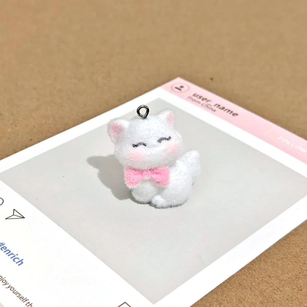 20Pcs 3D Flocking Resin Cat Charms Cartoon Cute Kitten Pendants for Earrings Necklaces Making DIY Jewelry Accessories Supplies