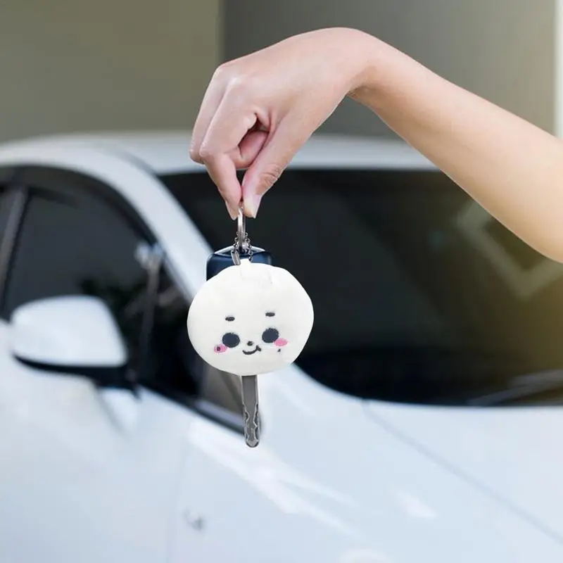 Steamed Bun Plush Ornament Cartoon Steamed Bun Keychain Pendant Soft Car Rearview Mirror Decor Phone Case Adornment For School