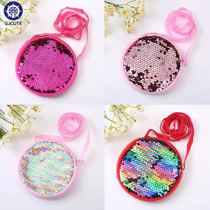 2-4 Years Old Girls Messenger Bag Fashion Princess Girl Baby Cute Plush Sequin Shoulder Bag Coin Purse Kindergarten Toddler Gift