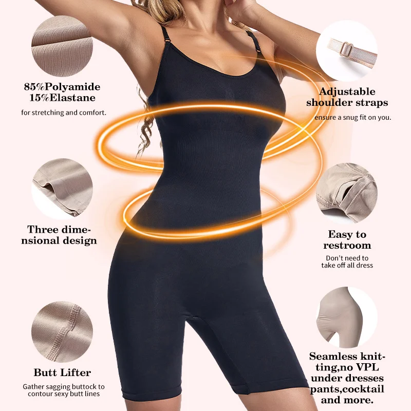 Seamless Women Bodysuit Butt Lifter Shapewear Waist Trainer Body Shaper Strappy-Back Chest Enhancing Corrective Underwear Corset image 4