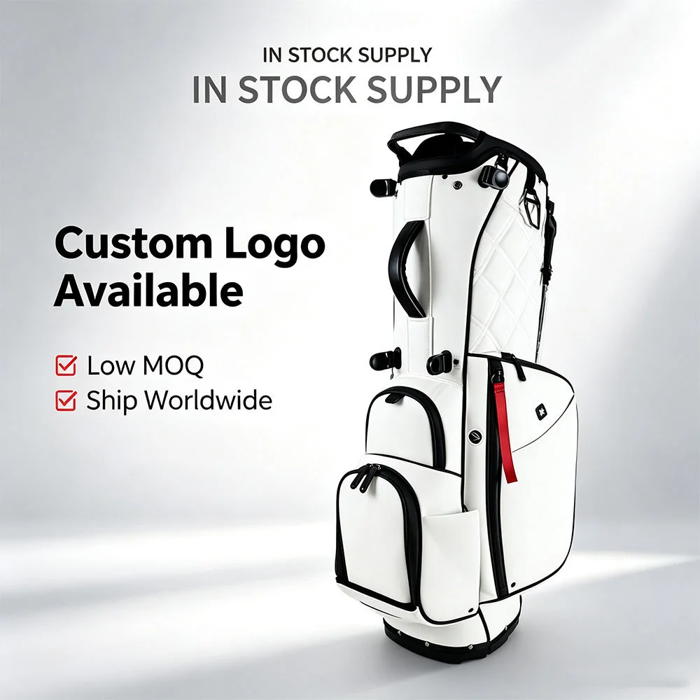 OEM in Shock Premium PU Leather Waterproof 14 Divider Golf Club Bag Custom Logo Golf Stand Bag